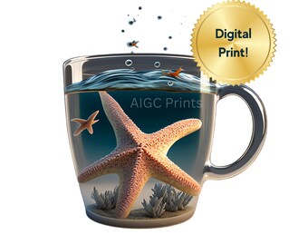 AI starfish wall art digital wall art ocean art ocean wall art oceans wall art starfish drawing starfish painting starfish picture