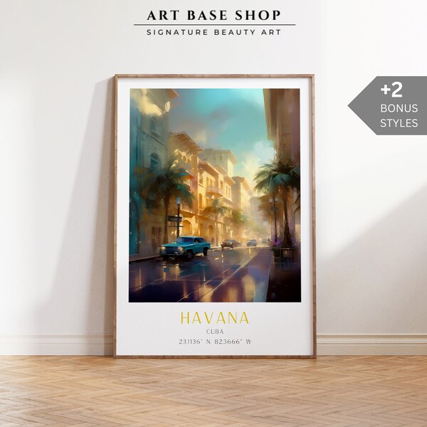 Vintage Havana Cuba Travel Poster, Havana Retro Print, Retro Caribbean Digital Art, Colorful Wall Art Decor, Chic Havana Travel Poster