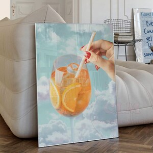 Aperol Spritz Prints, Trendy Bar Cart Wall Art, Funky Retro Cocktail Print, Preppy Orange Cocktail Printable, Champagne Problems, College
