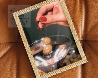 Dirty Martini Print, Trendy Wall Art Funky Cocktail Art Classy Retro Poster Funky Dorm Decor Preppy Retro Print Bar Cart Art Girly Drink Art