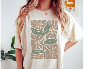 Retro Floral T Shirt, Boho Wildflowers Tshirt, Boho Flowers Shirt, Floral Nature Shirt, Flowers Lover Graphic T Shirt, Plant Shirt Botanical