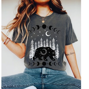 Comfort Colors Mystical Bear Shirt, I Choose The Bear Shirt,  Celestial Moon Phase Witchy Bear Shirt, Bear Lover Gift, Celestial Bear Tee