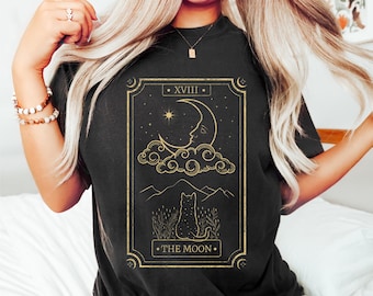 Moon Tarot Shirt, Mystical Design Shirt, Moon Shirts For Women, Astrology Shirt, Comfort Colors Shirts Women, Celestial Moon Shirts,Mystical