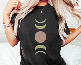 Geometric Moon Phase Shirt, Comfort Colors Moon Shirt, Gift For Moon Lover, Moon Graphic Design Shirt, Geometric T-Shirt, Astronomy T-Shirt