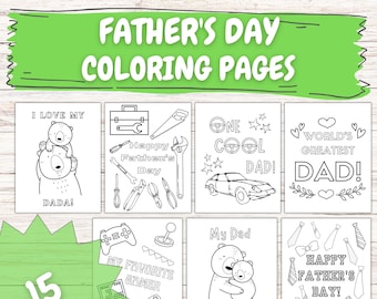Father's Day Themed Coloring Pages, Bundle of 15 Designs - Printable Coloring Designs for Father's Day - Perfect for Kids and Adults