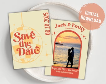 Retro Disco Save the Date Invitation Template (Digital Download)