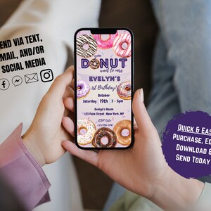 Sjabloon verjaardagsuitnodiging donut: strooifeestje (digitale download) afbeelding 4