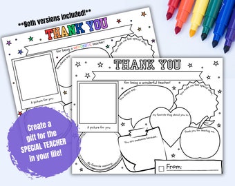 Teacher Thank You Coloring Page: End of Year Gift (Printable Digital Download)