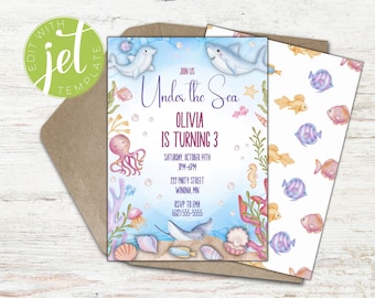 Under the Sea Birthday Invitation: Sea Creatures, Oceanic Elements (Digital Download)