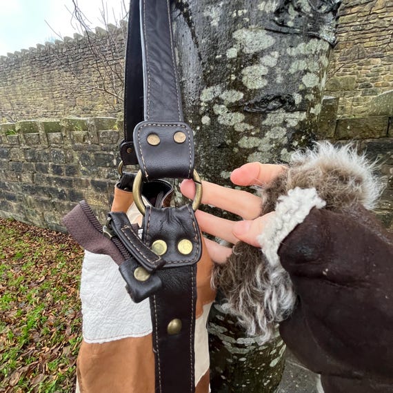 Large Y2K soft slouchy patchwork leather shoulder… - image 4