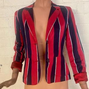 Blazer náutico vintage Ben Sherman de rayas rojas y azul marino, estilo mod de los años 60