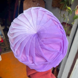 50s vintage pleated pastel purple ombre pill box turban hat