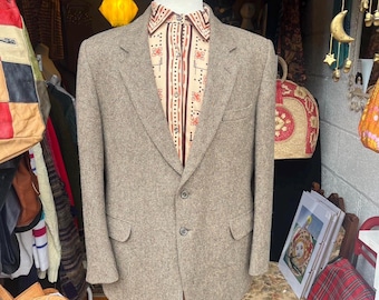 vintage wool tweed style blazer jacket St Michael size M oatmeal