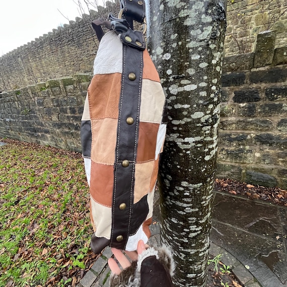 Large Y2K soft slouchy patchwork leather shoulder… - image 2