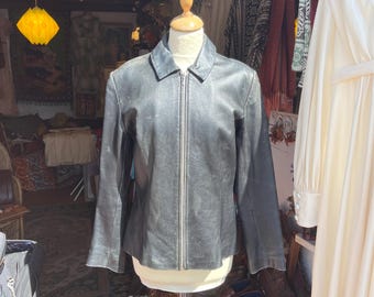 90s black leather jacket