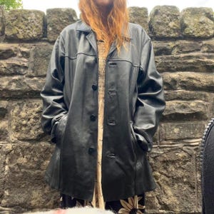 90s soft black leather jacket vintage pockets L