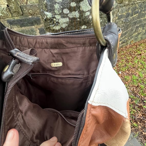 Large Y2K soft slouchy patchwork leather shoulder… - image 5