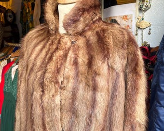 vintage mink fur coat bronze silky lining size M