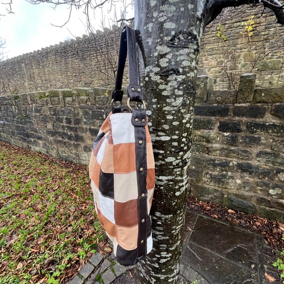 Large Y2K soft slouchy patchwork leather shoulder… - image 6