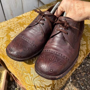 wine red brogues Moreshi Italian leather shoes size 7.5