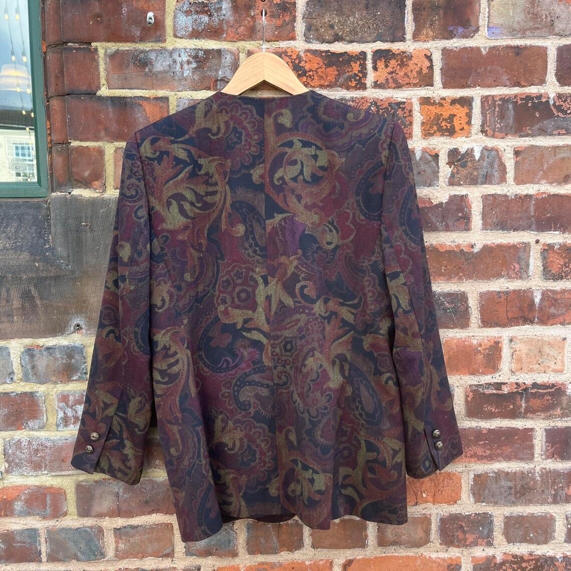 Vintage baroque floral print blazer style jacket with gold ornate buttons by Kasper autumn, photo 4 of 5