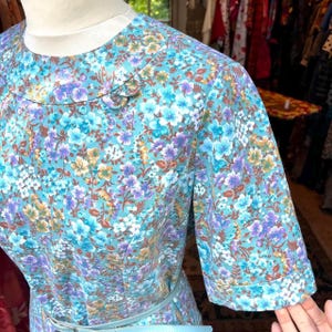 Sweet vintage spring summer floral dress midi size 16 soft cotton