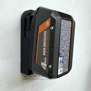 MOUNT for 18v Ridgid Battery- Wall Mount for any 18v Ridgid Battery image 1