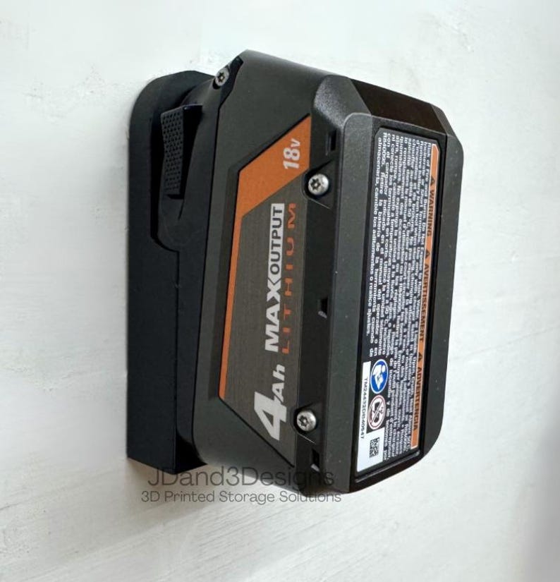 MOUNT for 18v Ridgid Battery- Wall Mount for any 18v Ridgid Battery image 1