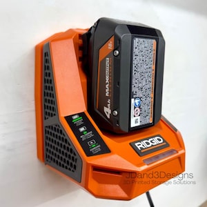 MOUNT for Ridgid Model #R86098 Max Output Battery Charger w/ Top Clamp- Wall Holder for Chargers image 1