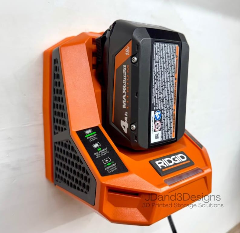 MOUNT for Ridgid Model #R86098 Max Output Battery Charger w/ Top Clamp- Wall Holder for Chargers image 1