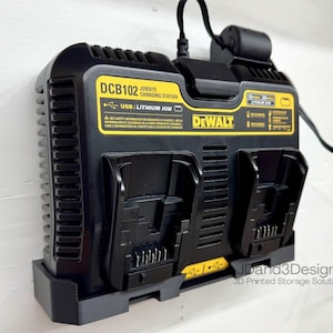 MOUNT for DCB102 Dual Dewalt Battery Charger- Double Dewalt Wall Mount for 12v/20vBattery Charger- Charger not included