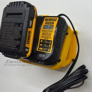 MOUNT for DCB107 Dewalt Battery Charger w/ removable TOP CLAMP!- Dewalt Wall Mount for 12v/20vBattery Charger