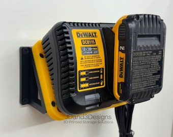 MOUNT for DCB112/DCB113/DCB115/DCB1104 Dewalt Battery Charger w/ removable TOP CLAMP- Dewalt Wall Mount for 12v/20vBattery Charger