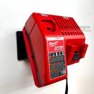 MOUNT for M12-M18 Combo Milwaukee Battery Charger w/ Removeable Top Clamp- Wall Holder for Chargers