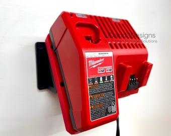 MOUNT for M12-M18 Combo Milwaukee Battery Charger w/ Removeable Top Clamp- Wall Holder for Chargers
