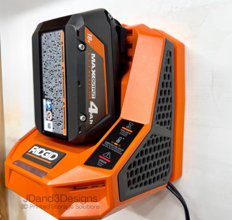 MOUNT for Ridgid Model #R86098 Max Output Battery Charger w/ Top Clamp- Wall Holder for Chargers image 4