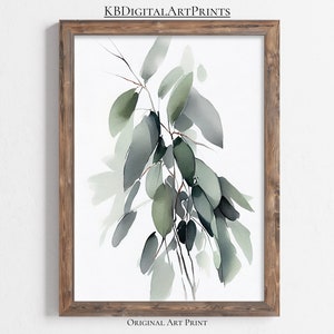 Watercolor Eucalyptus Print, Farmhouse Flower Print, Country Decor, Digital Download, Printable Wall Art, Botanical Print, Nursery Decor