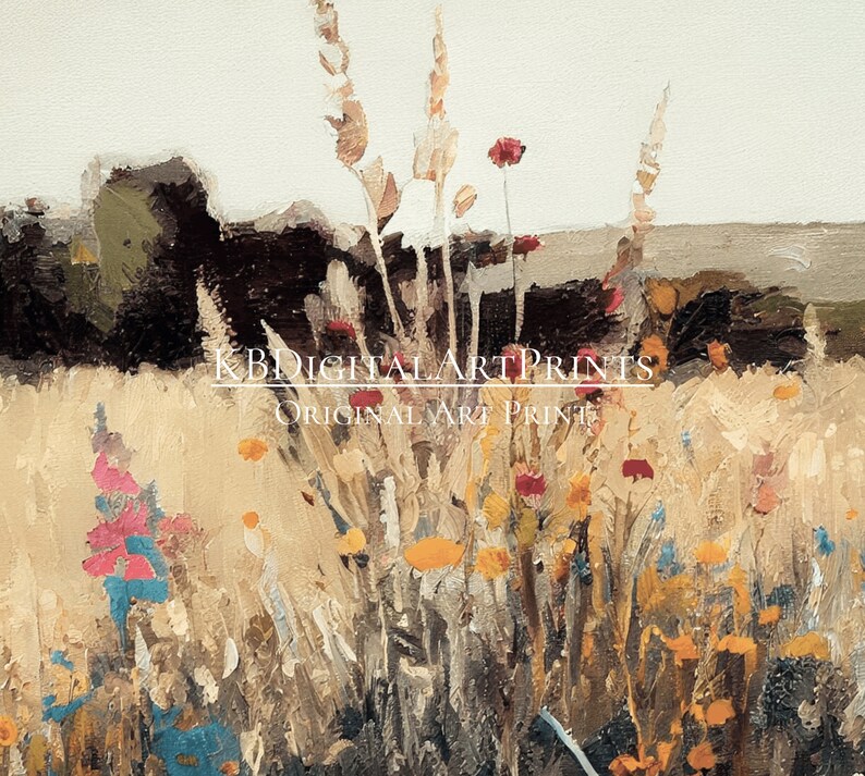 Wildflower Field Landscape Oil Painting Vintage Wall Art - Etsy