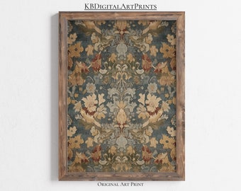Arte textil vintage, impresión de pared de patrón de alfombra, tapiz verde, descarga digital de tapiz, arte imprimible de tapiz antiguo, impresión de alfombra vintage