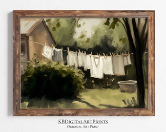 Laundry Room Art, Laundry Room Wall Decor, Vintage Farmhouse Decor, Digital Download, Printable Wall Art, Cottagecore Decor, Country Decor