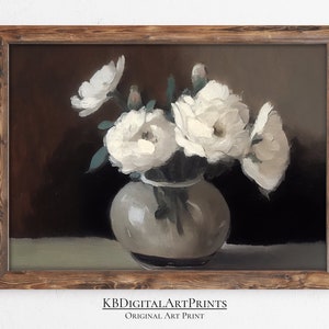 Flower Still Life, Flower Painting, Vintage Art Print, Digital Download, Printable Wall Art, Country Decor, Vintage Botanical Oil Painting