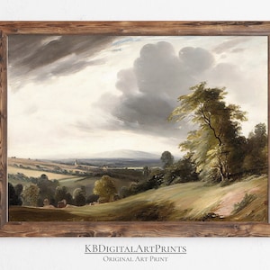 Rustic Countryside Landscape Wall Art, Country Farmhouse Art, Moody Landscape, Downloadable Print, Digital Wall Art, Vintage Home Decor