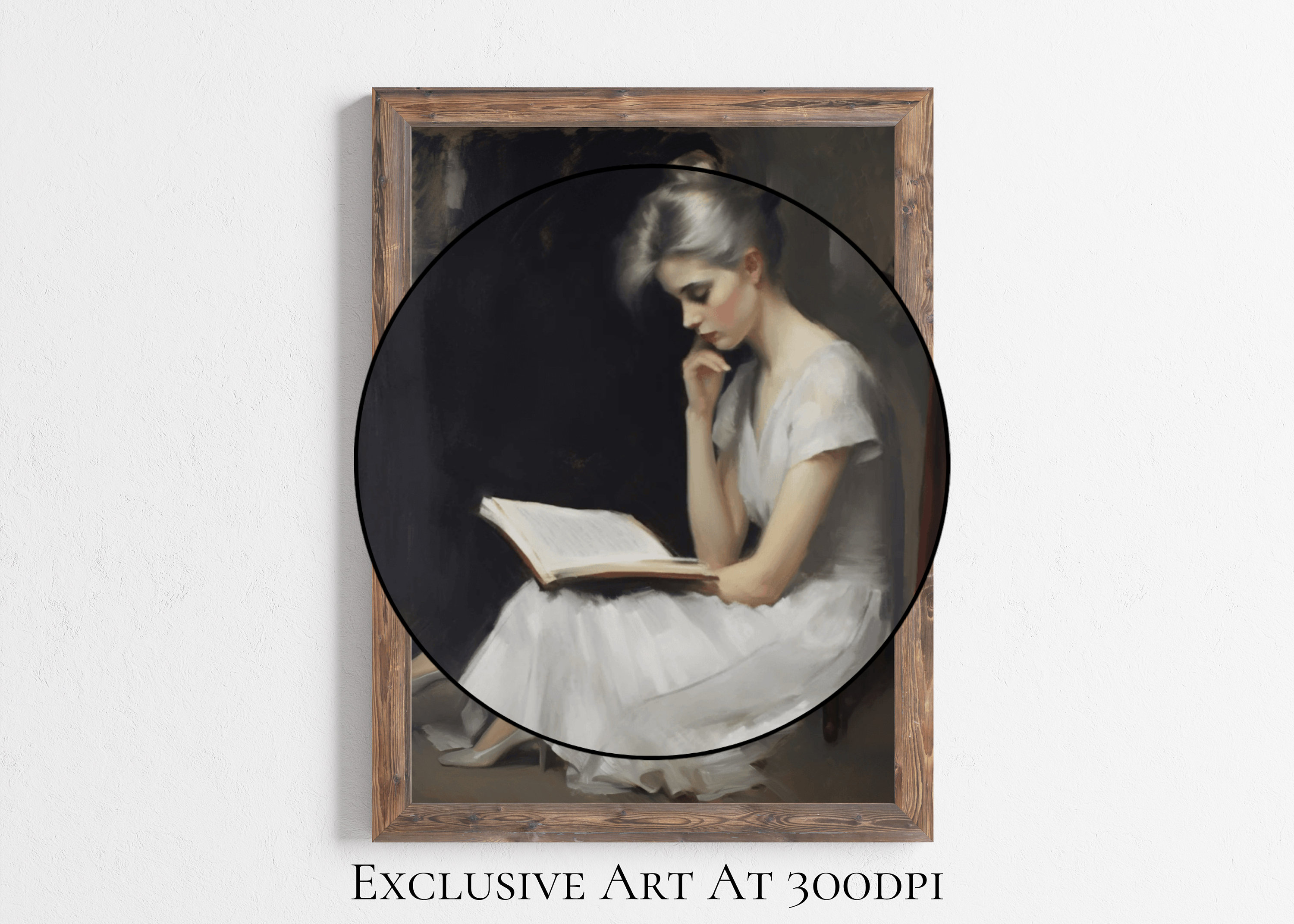 Antique Portrait Woman Reading, Reading Print, Oil Painting Wall Art ...