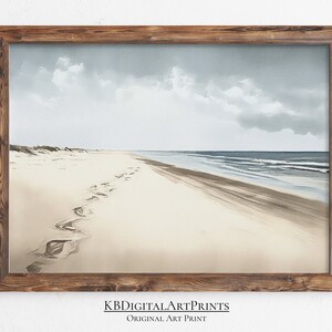 Vintage Neutral Beach Painting, Coastal Landscape, Vintage Wall Art, Neutral Tones, Beach House Wall Art Decor, Digital Download, Printable