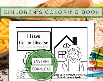 Informations sur la maladie coeliaque pour les enfants, Livre de coloriage pour les enfants sans gluten, Régime sans gluten pour les enfants, Activités de coloriages sans gluten