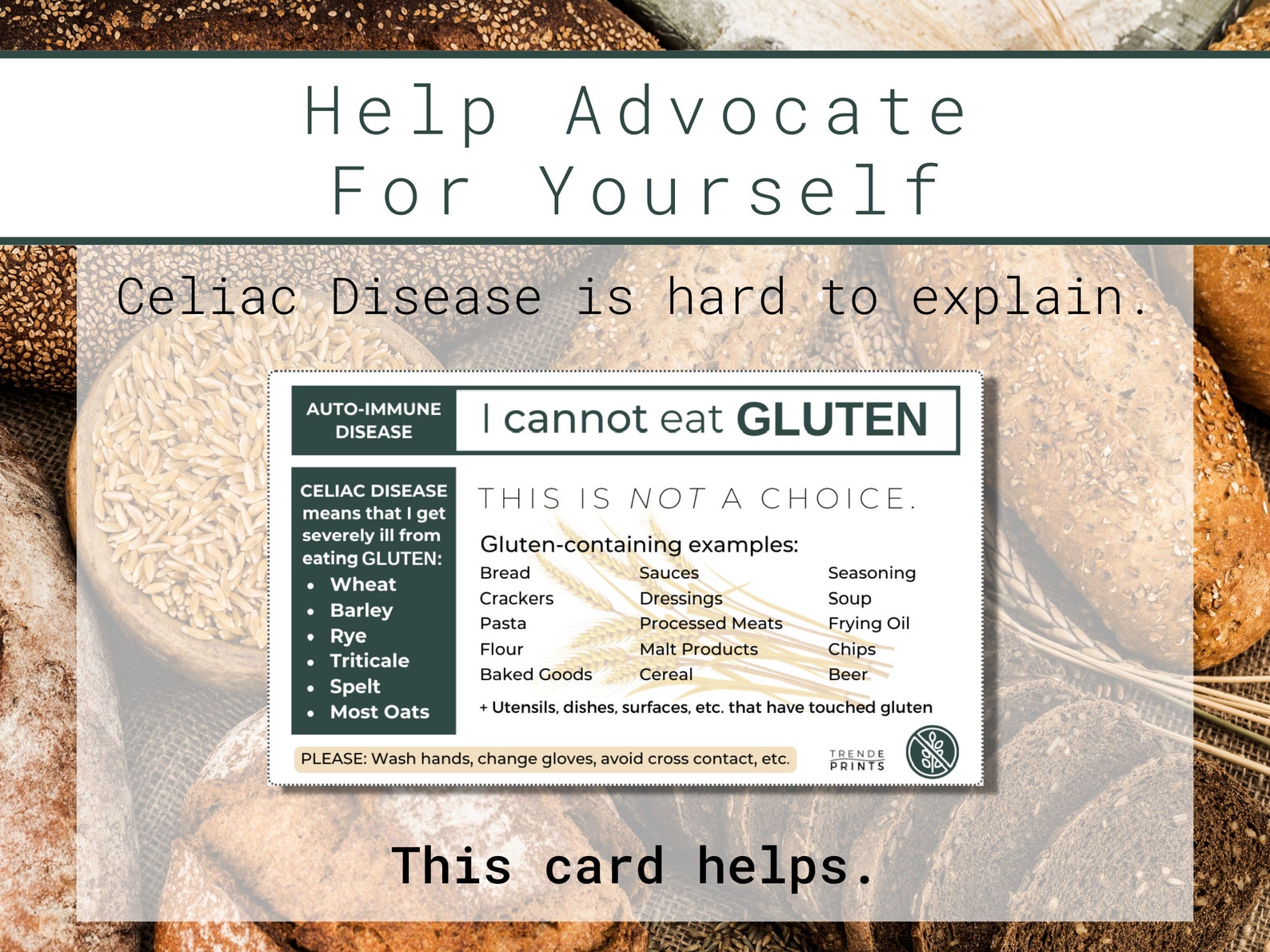 Celiac Disease Card for Restaurants and Travel Glutenfree Etsy