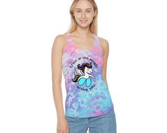 Unicorn Clitoris Racerback tanktop, sex educator, sexology, sex positive, LGBTQ, Pride, Tie Dye, female pleasure, empowerment, sex education