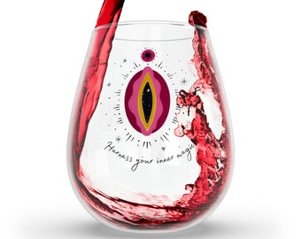 Love your Vulva, Stemless Wine Glass, 11.75oz, Body positivity, female pleasure, feminist, feminism, sex education, educate, unique gifts