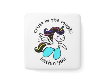 Clitoris Unicorn Anatomy, Sex Education, Porcelain Magnet, Square, empowerment, quirky, sexology, sexual wellness, refrigerator decor,
