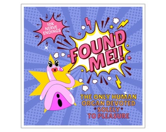 Clitoris Education Pop Art Sticker, Sexual wellness, female pleasure, body Positiveness, sexuality, clitoris model, gift for sex educator